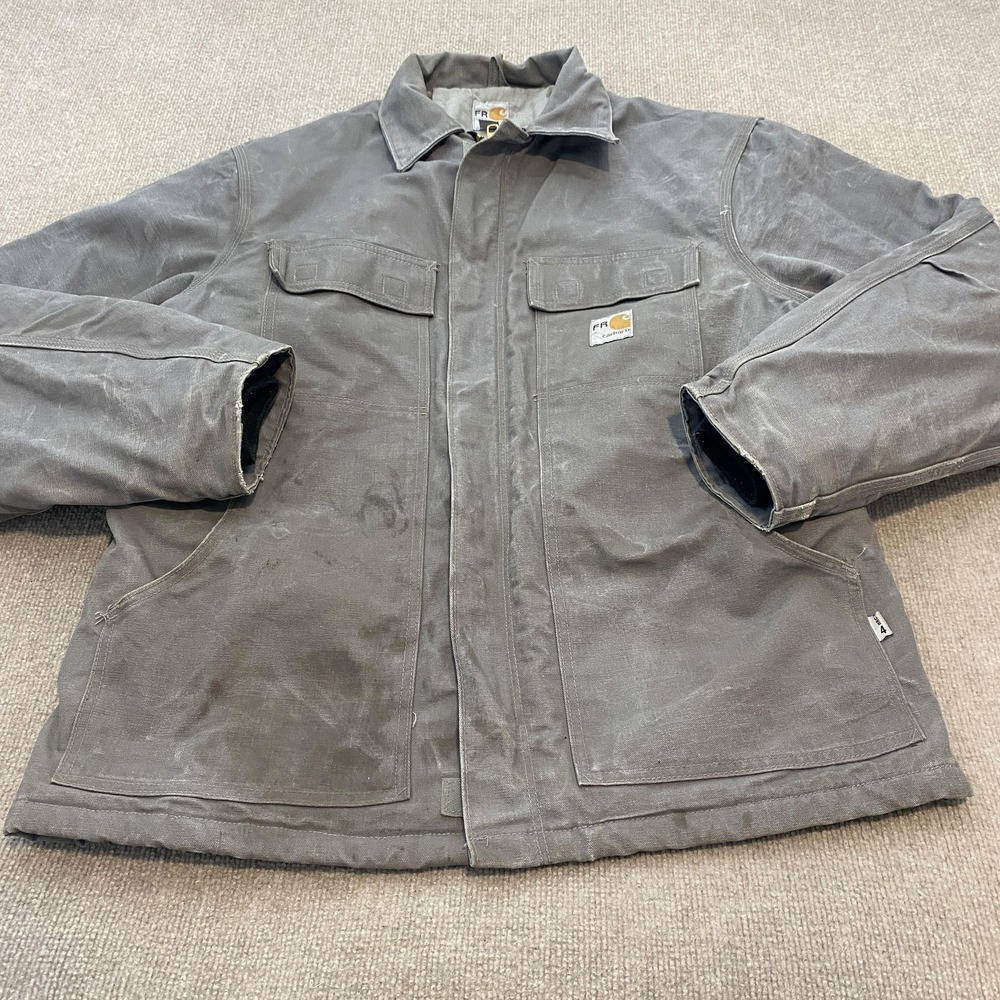 Carhartt FR Coat Mens Large Chore Lined Flame Resistant HRC 4 FRC066 Distressed